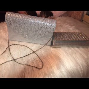 💎BUNDLE: TWO SILVER SPARKLE CLUTCHES💎
